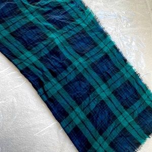 Huge green and navy plaid scarf